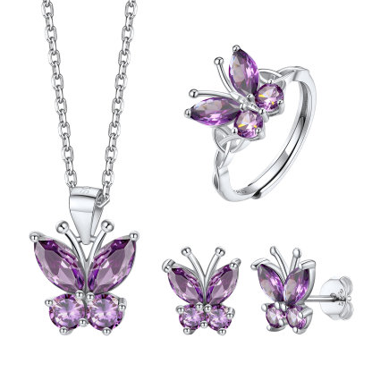 Butterfly Birthstone Jewelry Set for Women June