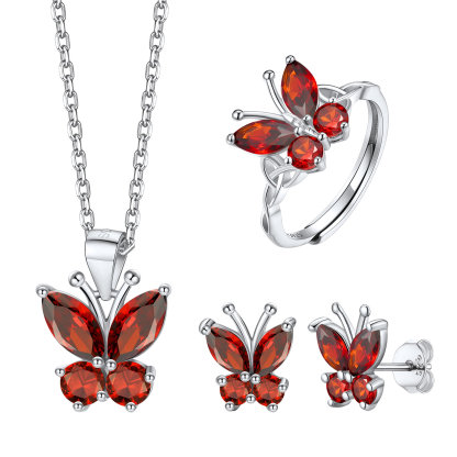 Butterfly Birthstone Jewelry Set for Women July