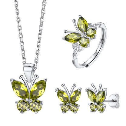 Butterfly Birthstone Jewelry Set for Women Aug.