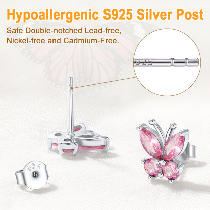 925 Sterling Silver Birthstone Butterfly Earrings for Women
