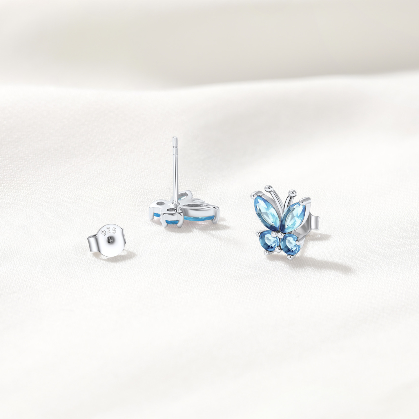 Sterling Silver Birthstone Butterfly Earrings for Women