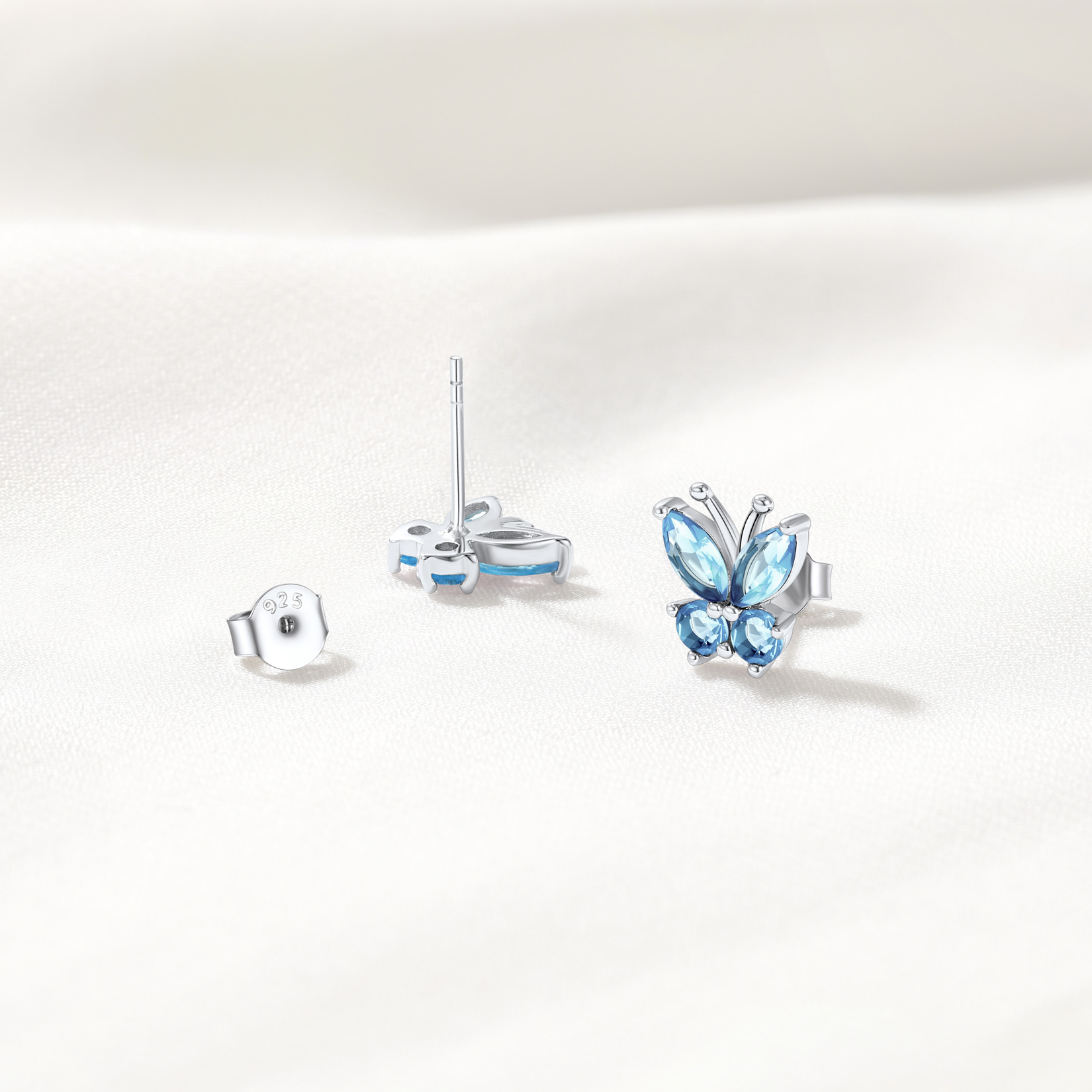 Sterling Silver Birthstone Butterfly Earrings for Women