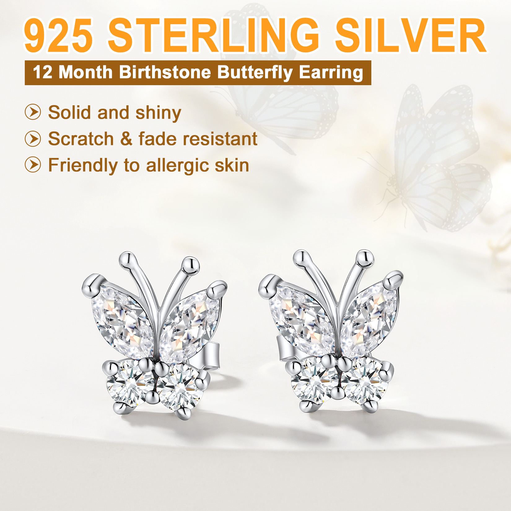 925 Sterling Silver Birthstone Earrings for Women