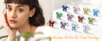  Birthstone Butterfly Stud Earrings for Women collection