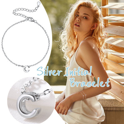 Dainty 925 Sterling Silver Initial Bracelet For Women