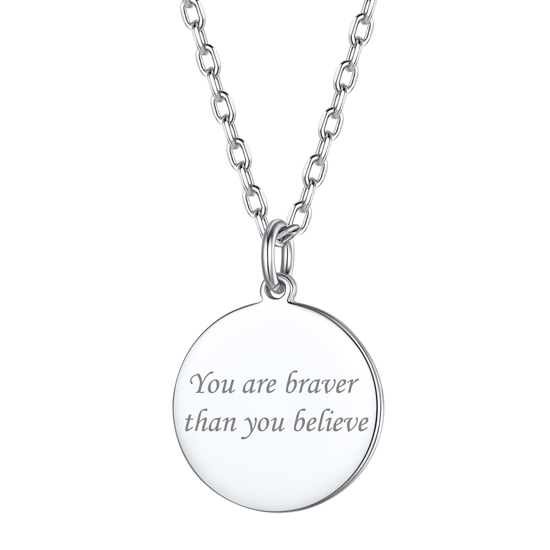 Personalized Engraved Circle Pendant Necklace for Women s
