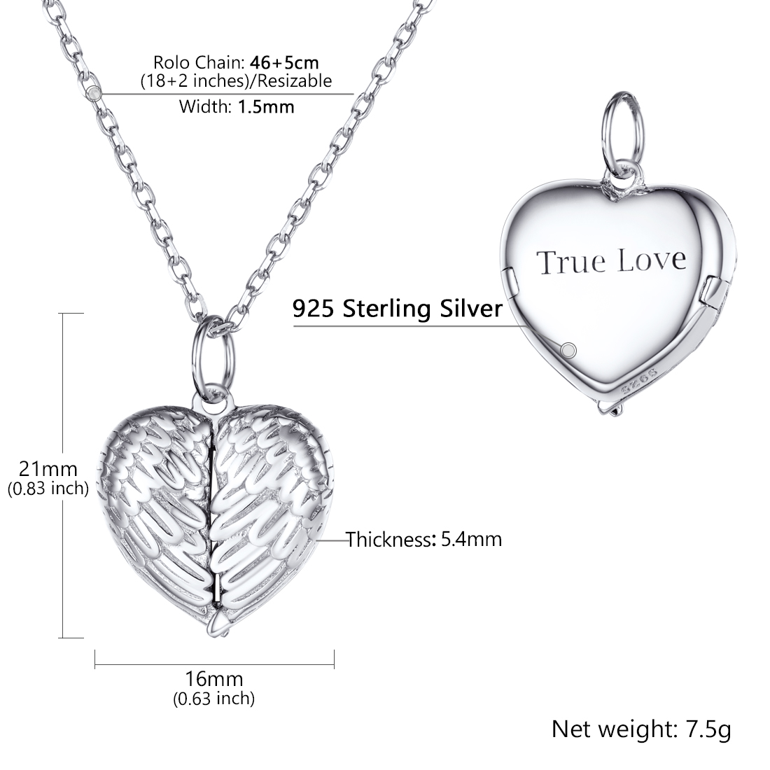 Personalized Photo Heart Locket Necklace for Women detail