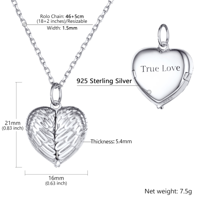 Personalized Photo Heart Locket Necklace for Women detail
