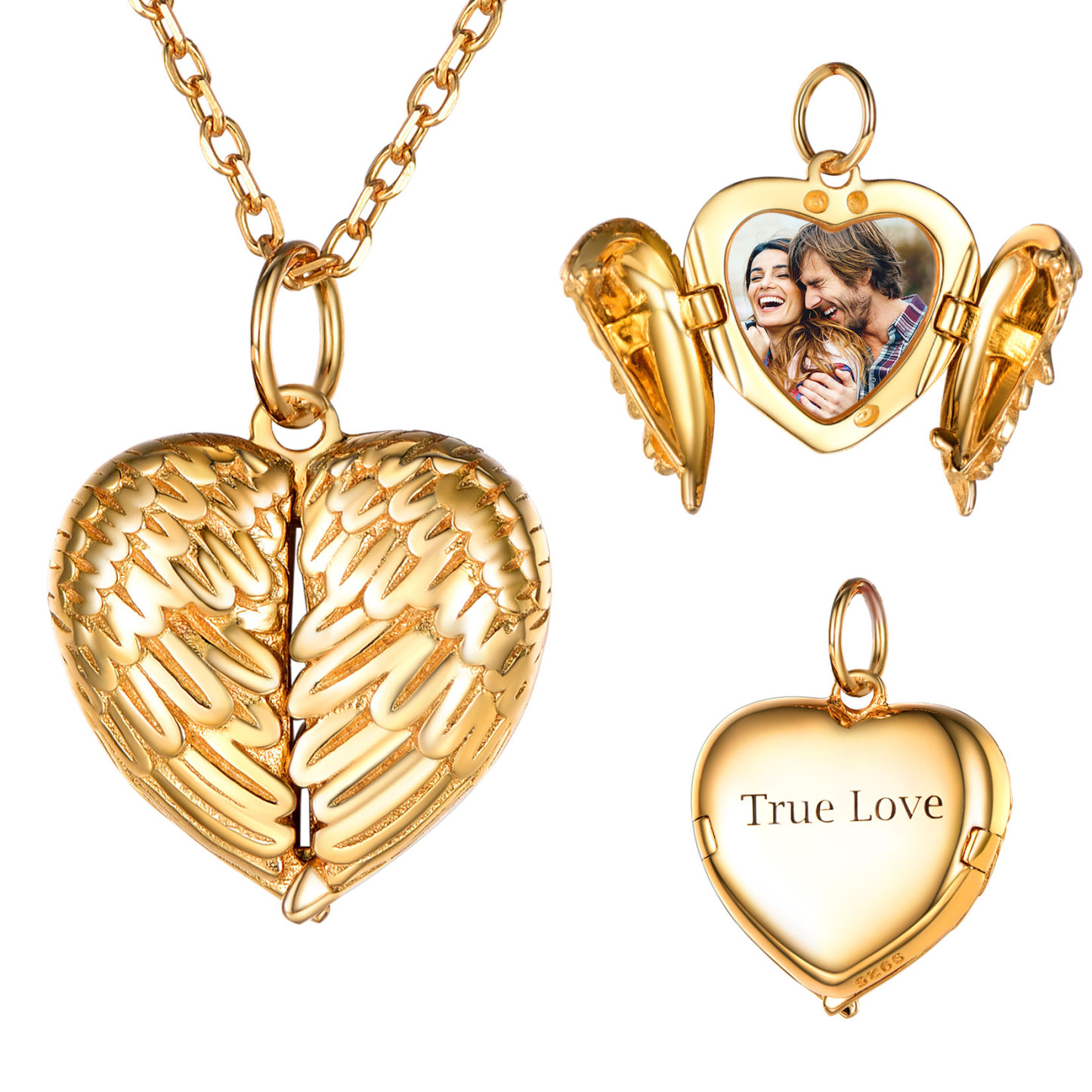 Personalized Photo Heart Locket Necklace for Women gold