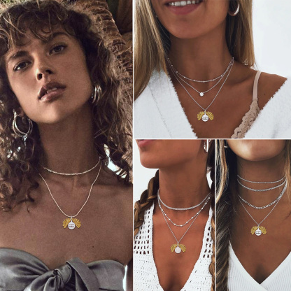 Custom Engraved Sunflower Locket Necklace model show