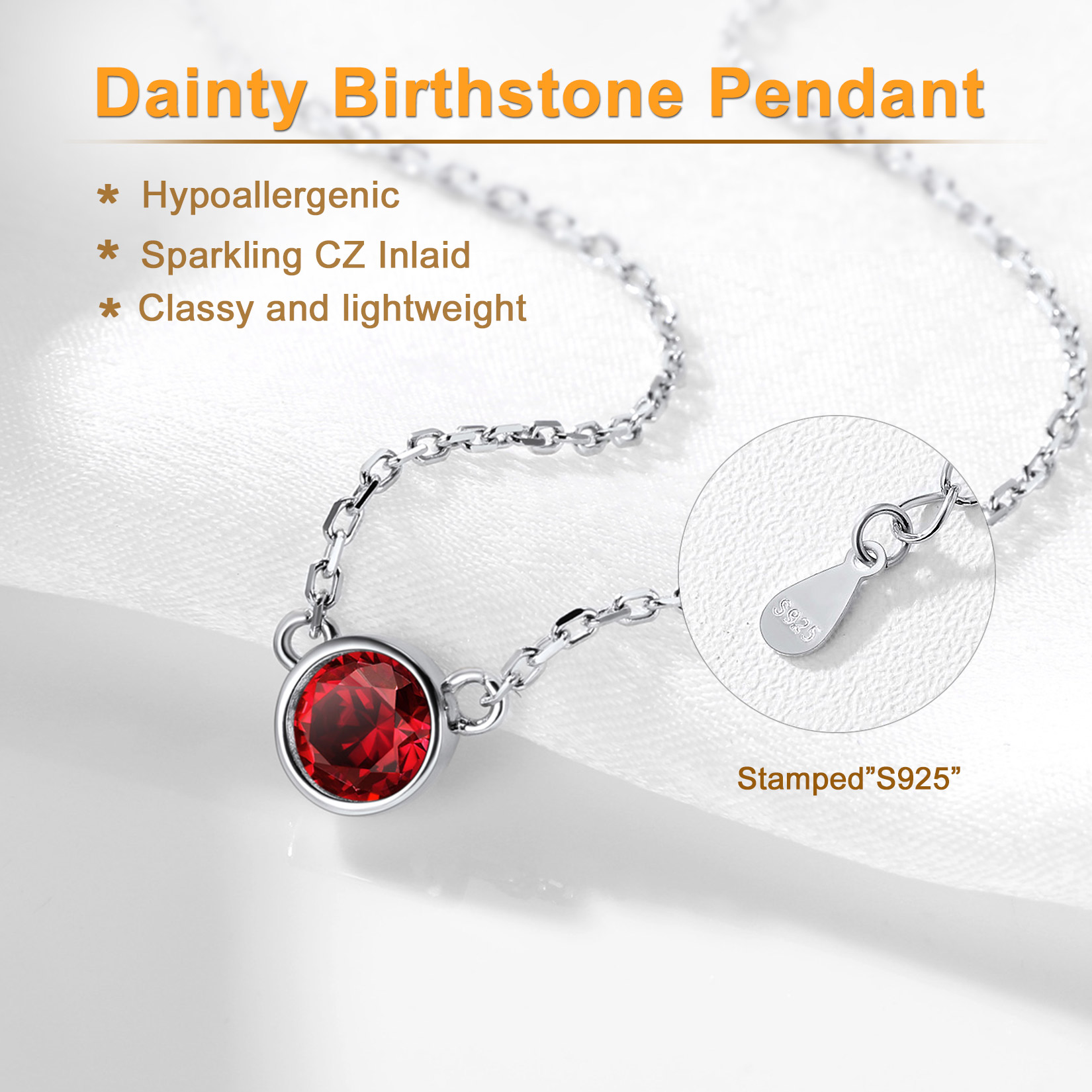 Sterling Silver Cute Birthstone Necklace for Women