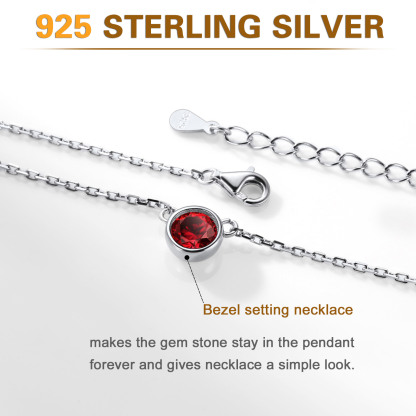 925 Sterling Silver Cute Birthstone Necklace Detail