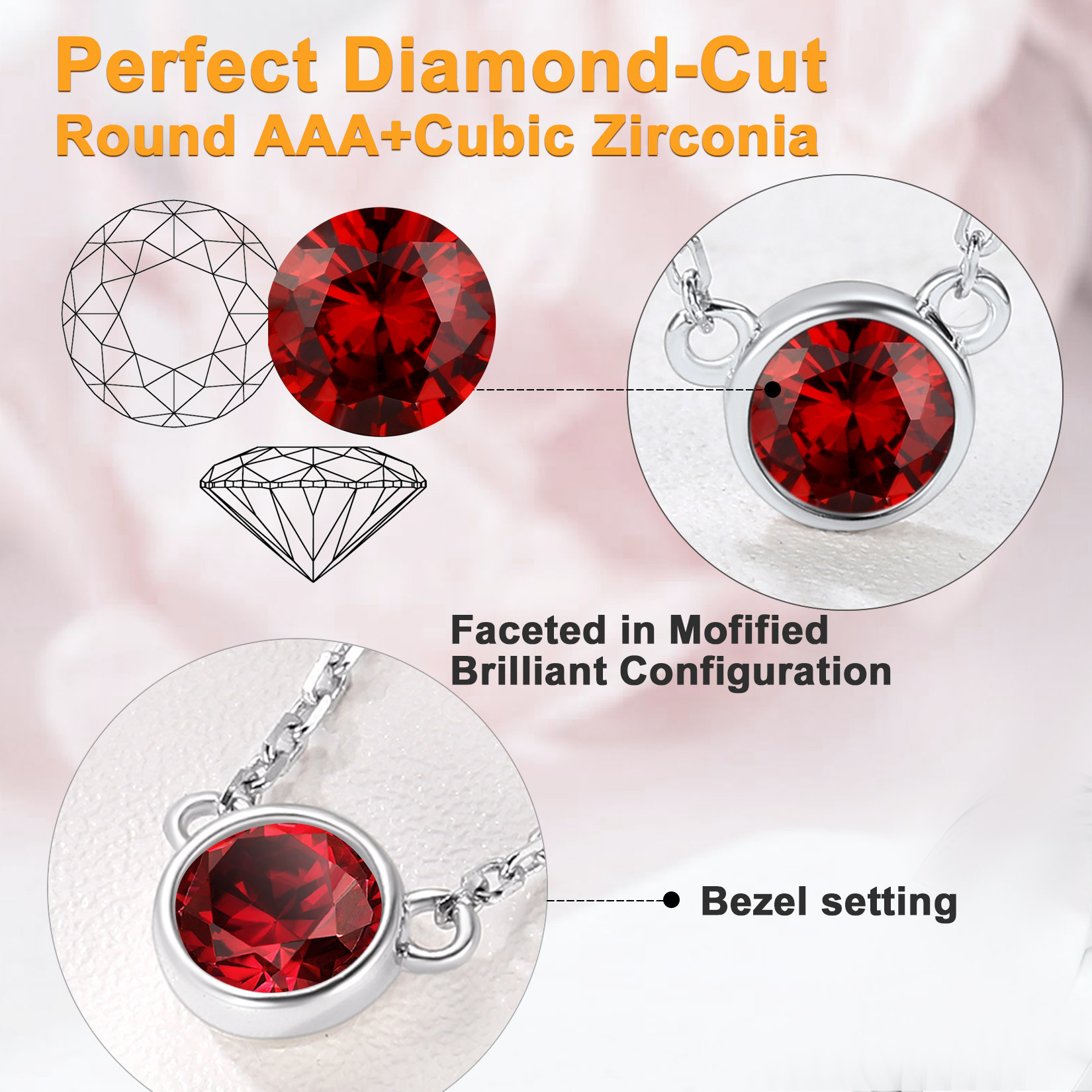 925 Sterling Silver Cute Birthstone Necklace for Women Detail