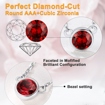 925 Sterling Silver Cute Birthstone Necklace for Women Detail