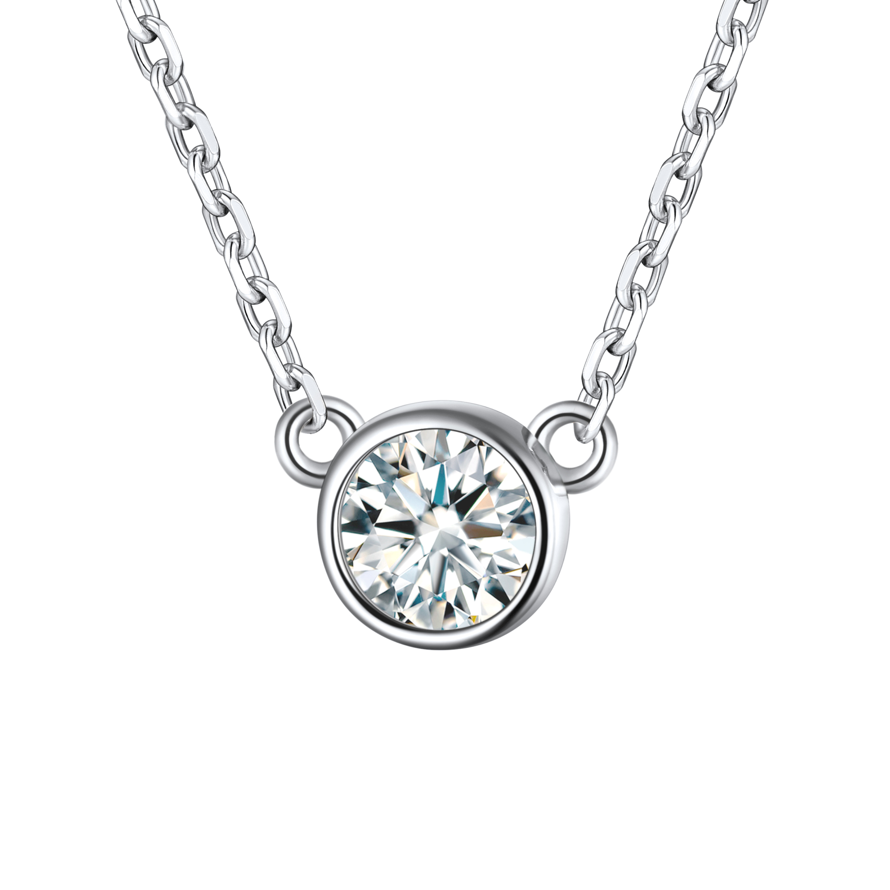 925 Sterling Silver Cute Birthstone Necklace for Women April - Diamond