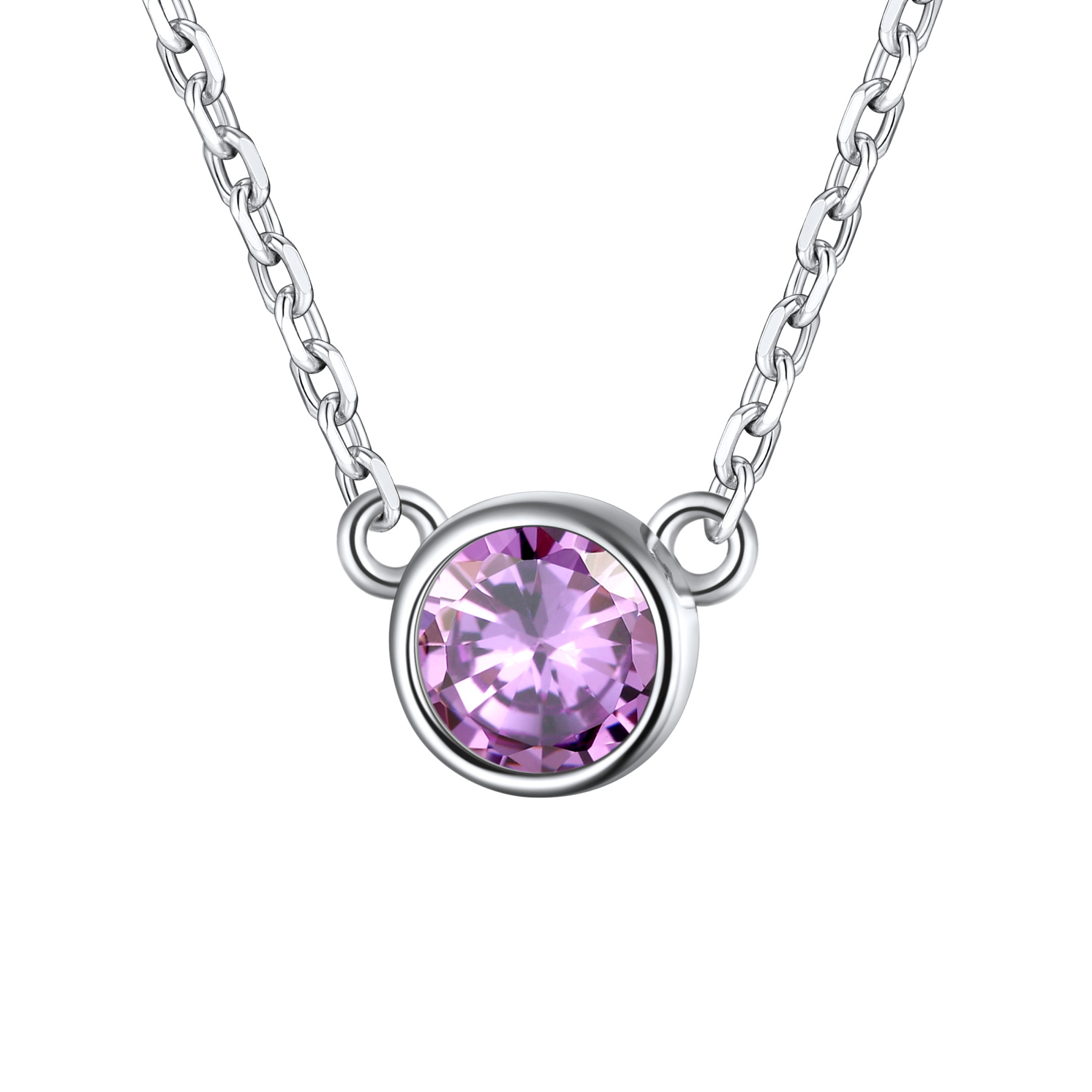 925 Sterling Silver Cute Birthstone Necklace for Women June - Alexandrite