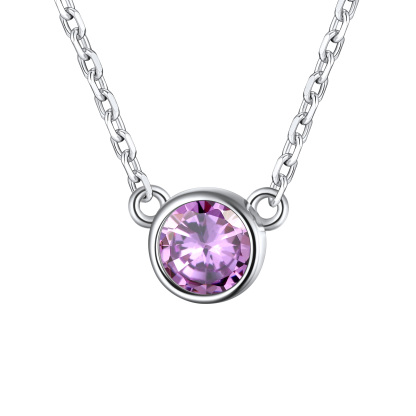 925 Sterling Silver Cute Birthstone Necklace for Women June - Alexandrite