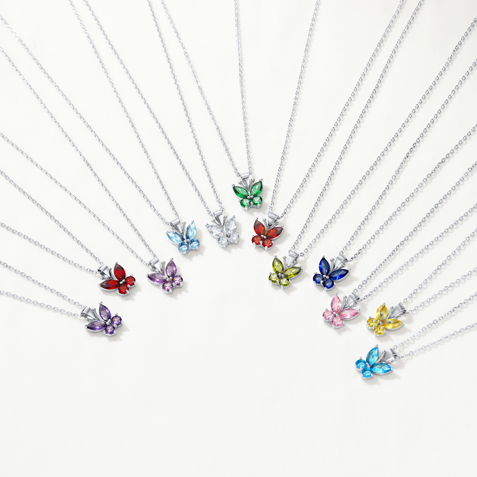 Sterling Silver Birthstone Butterfly Pendant Necklace collection