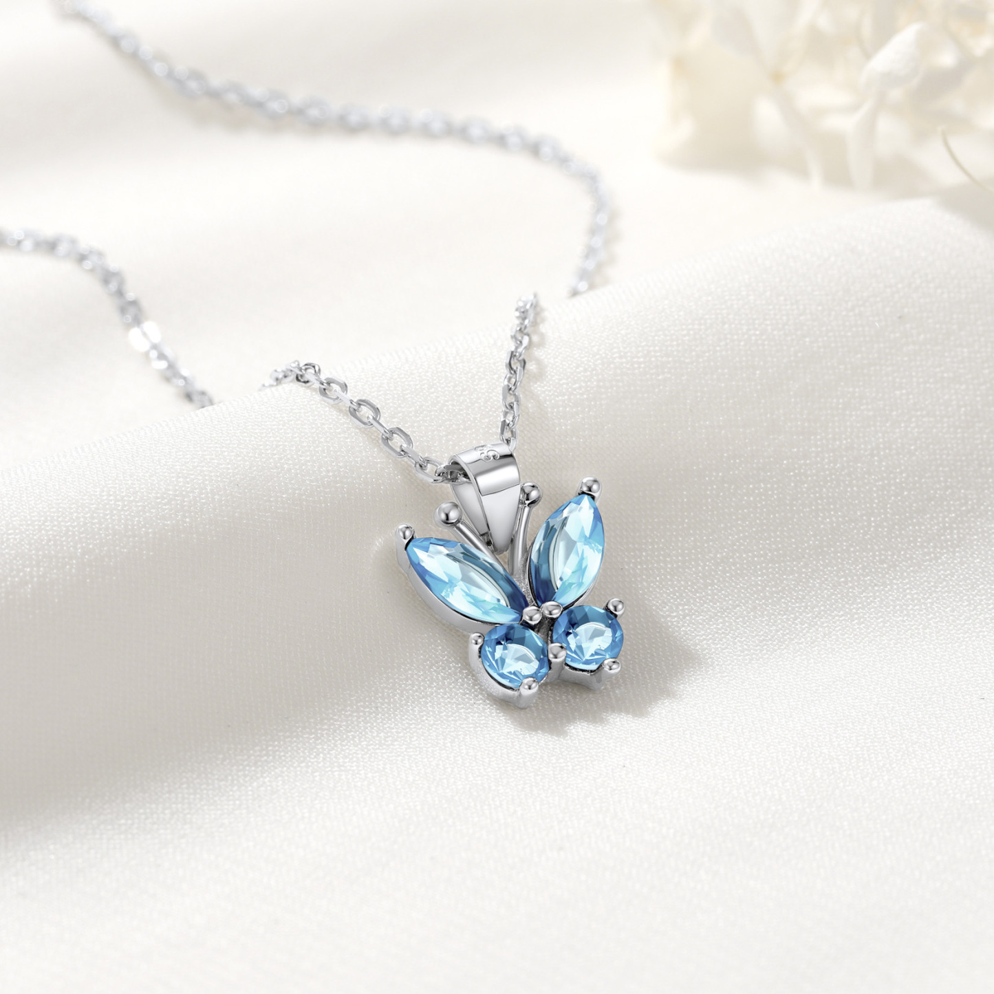 Sterling Silver Birthstone Butterfly Necklace