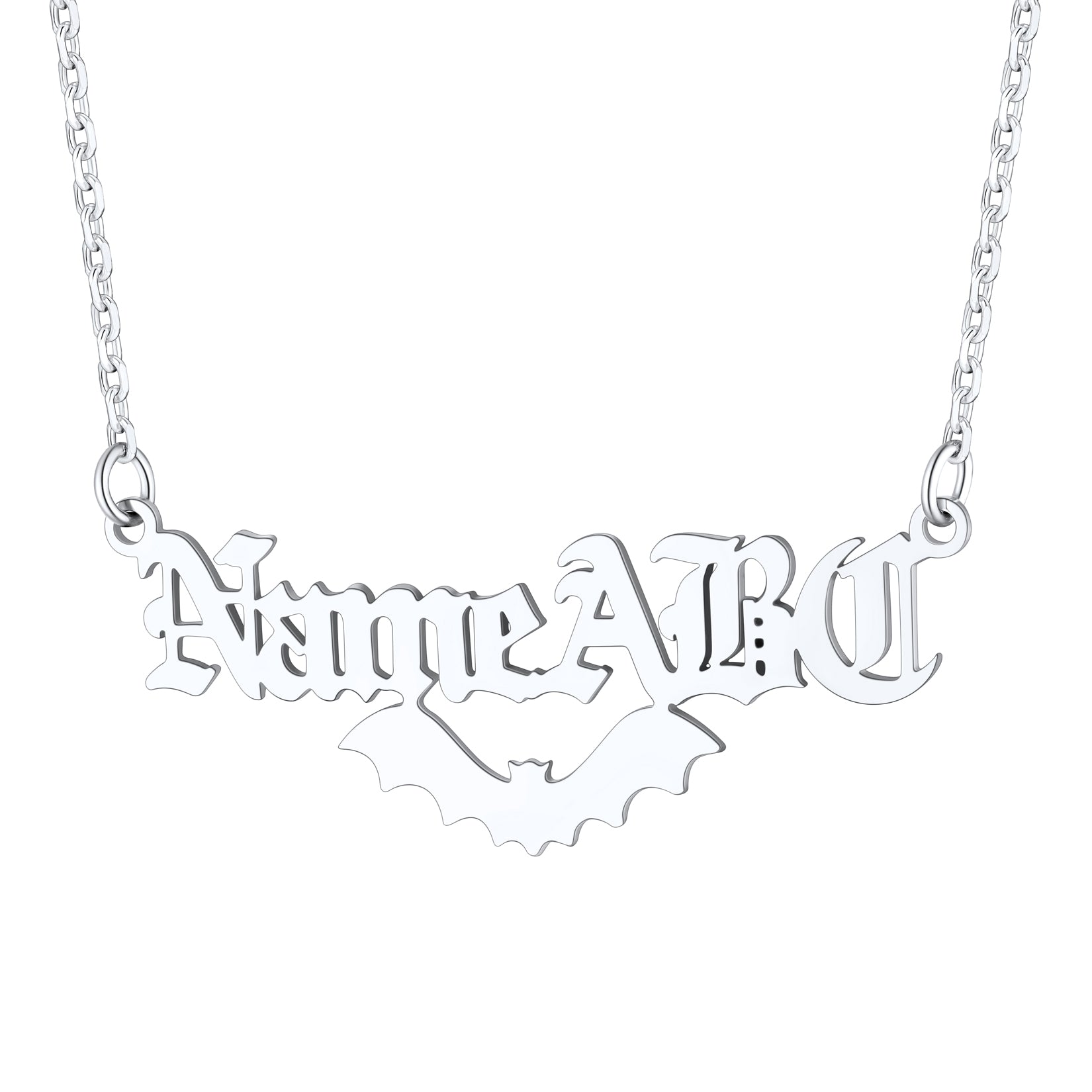 Customized Gothic Halloween Bat Name Necklaces For Women