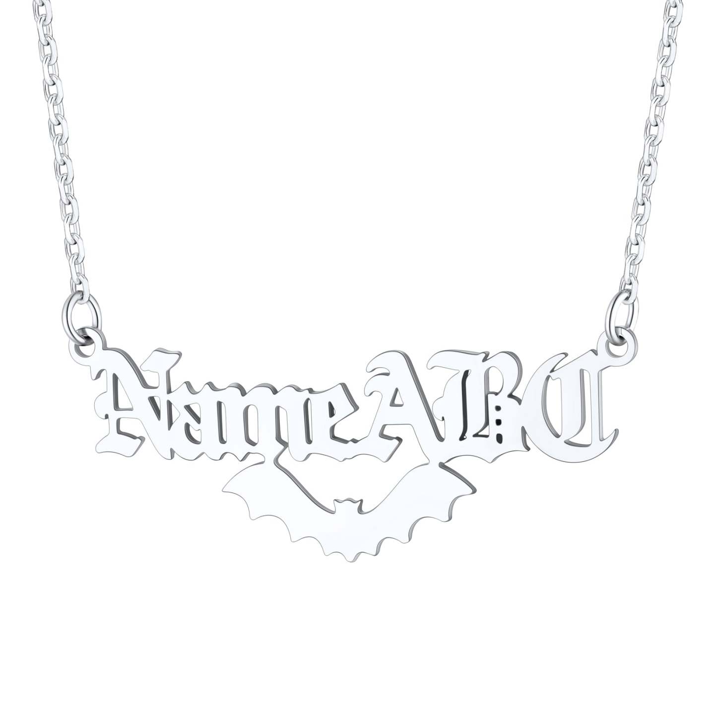 Customized Gothic Halloween Bat Name Necklaces For Women