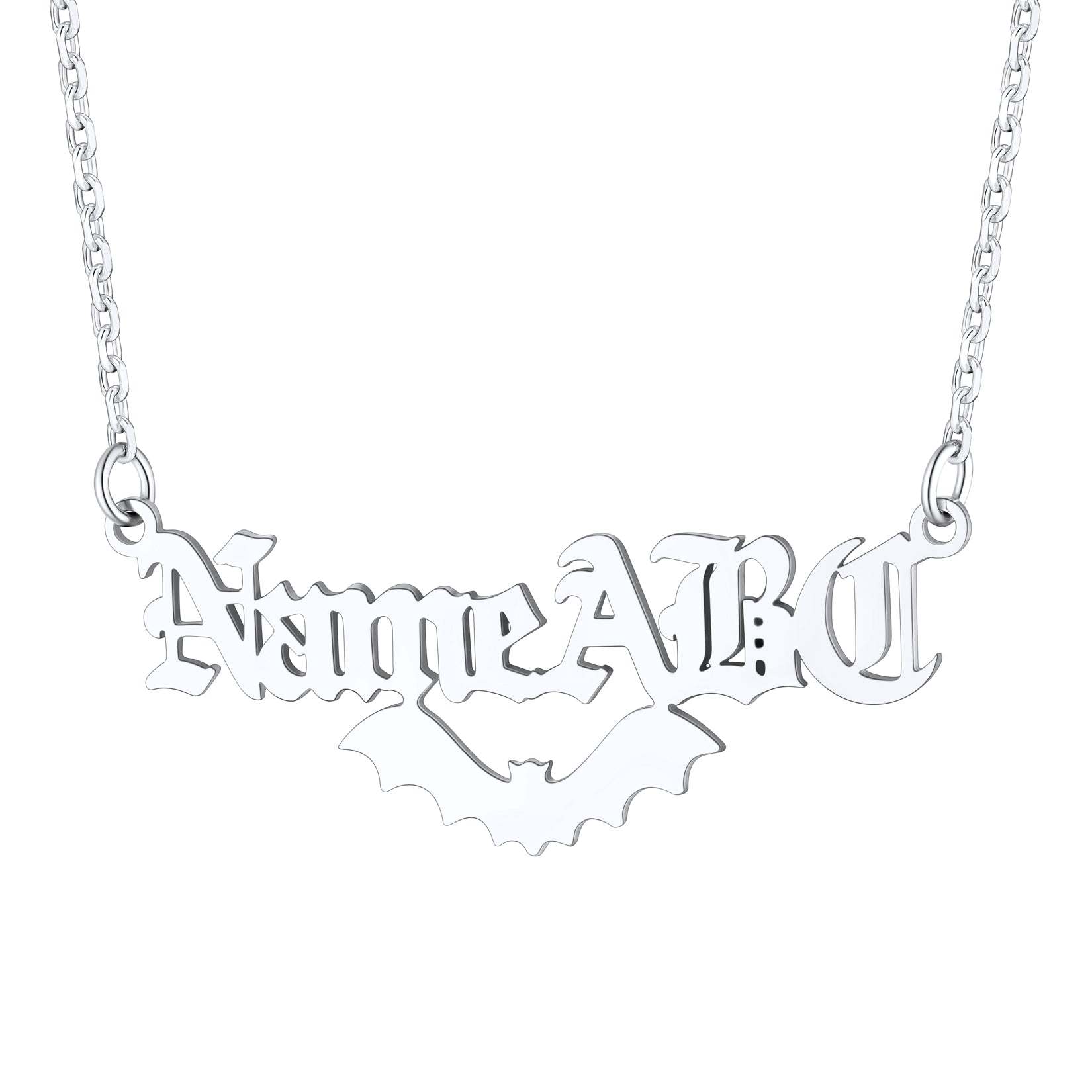 Customized Gothic Halloween Bat Name Necklaces For Women