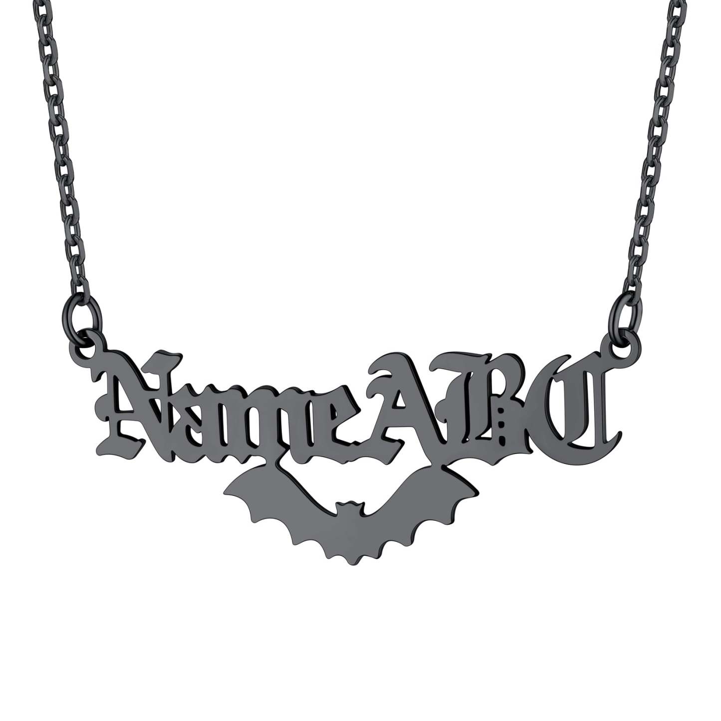 Customized Gothic Halloween Bat Name Necklaces For Women