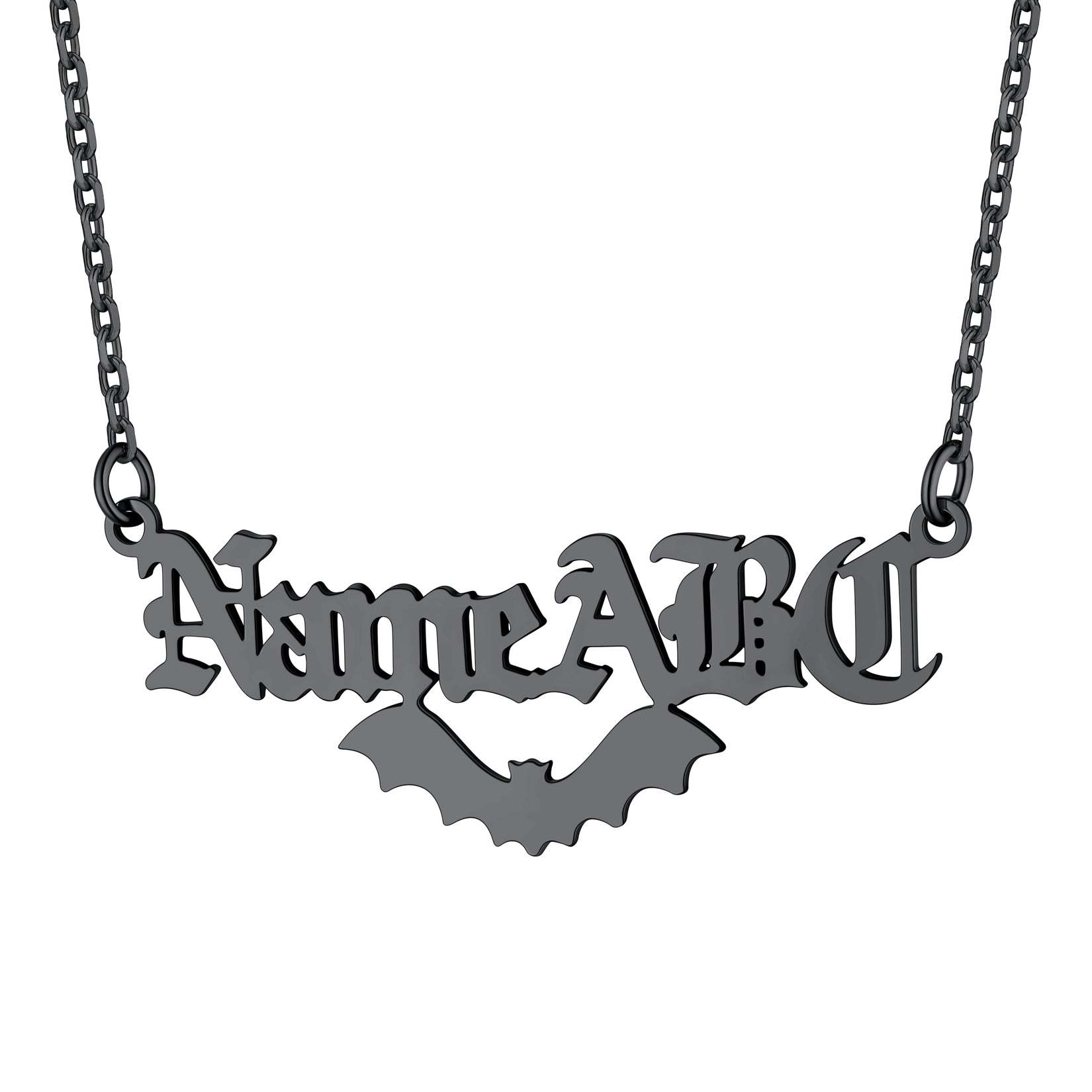 Customized Gothic Halloween Bat Name Necklaces For Women