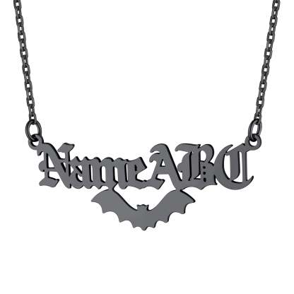 Customized Gothic Halloween Bat Name Necklaces For Women