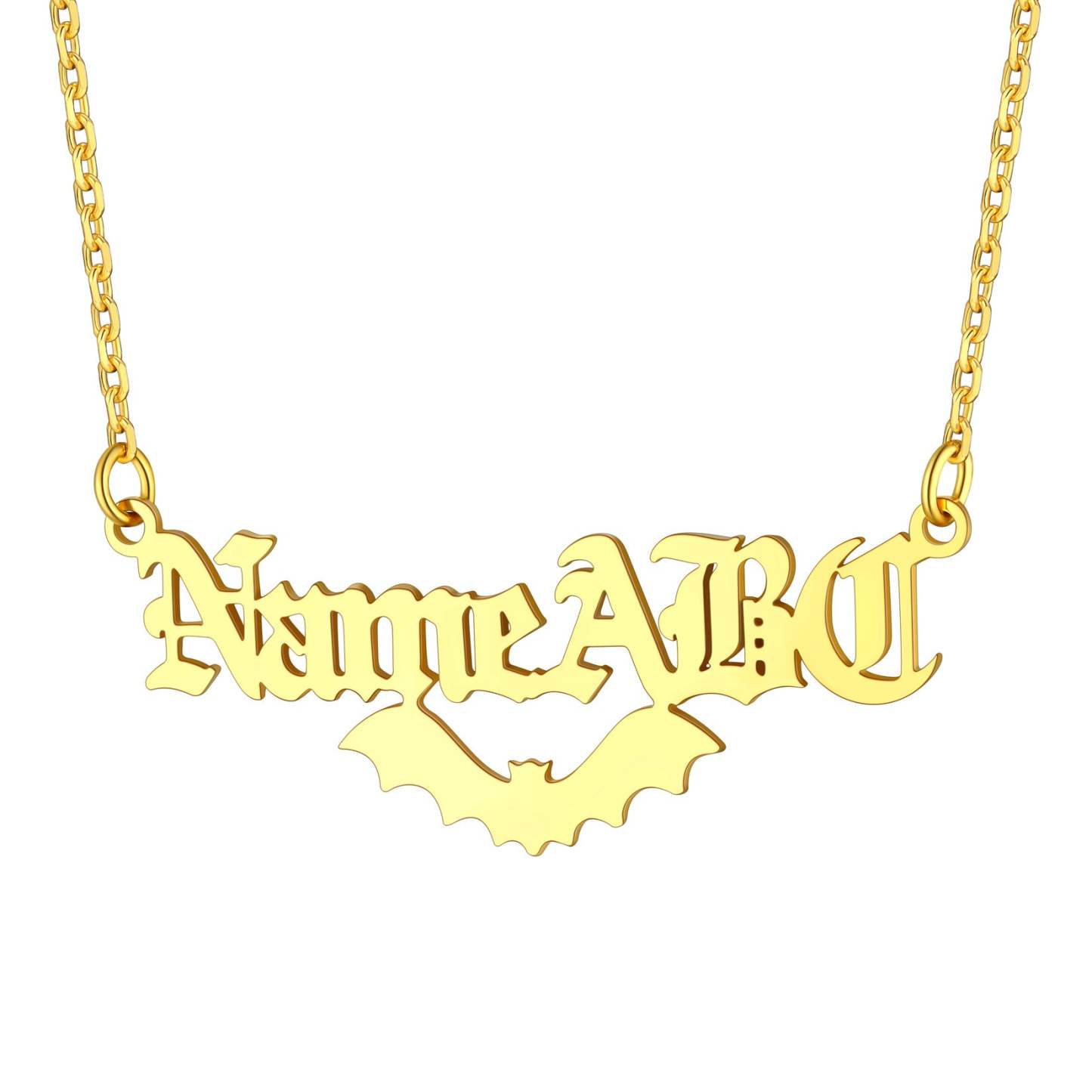 Customized Gothic Halloween Bat Name Necklaces For Women