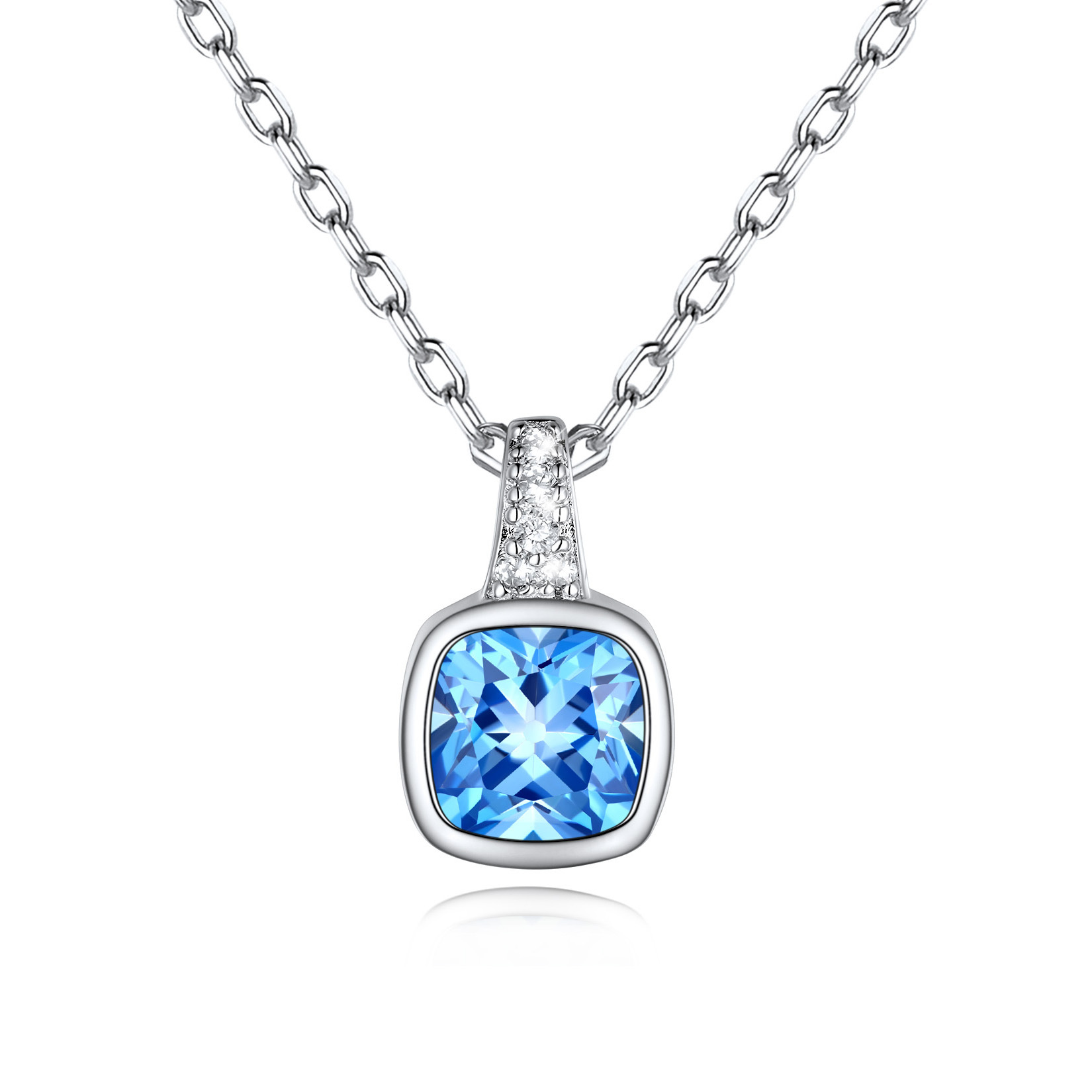 Birthstone Cubic Zirconia Pendant Necklace for Women MAR