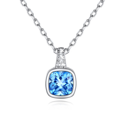Birthstone Cubic Zirconia Pendant Necklace for Women MAR
