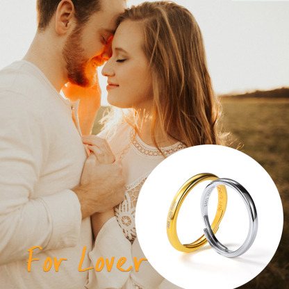Sterling Silver Engravable Adjustable Ring Band For Couple for lover
