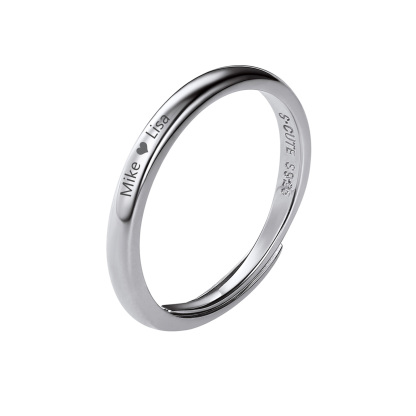 925 Sterling Silver Engravable Adjustable Ring Band For Couple silver