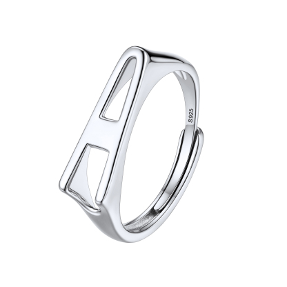 Sterling Silver Initial Stamped Alphabet A-Z Adjustable Ring