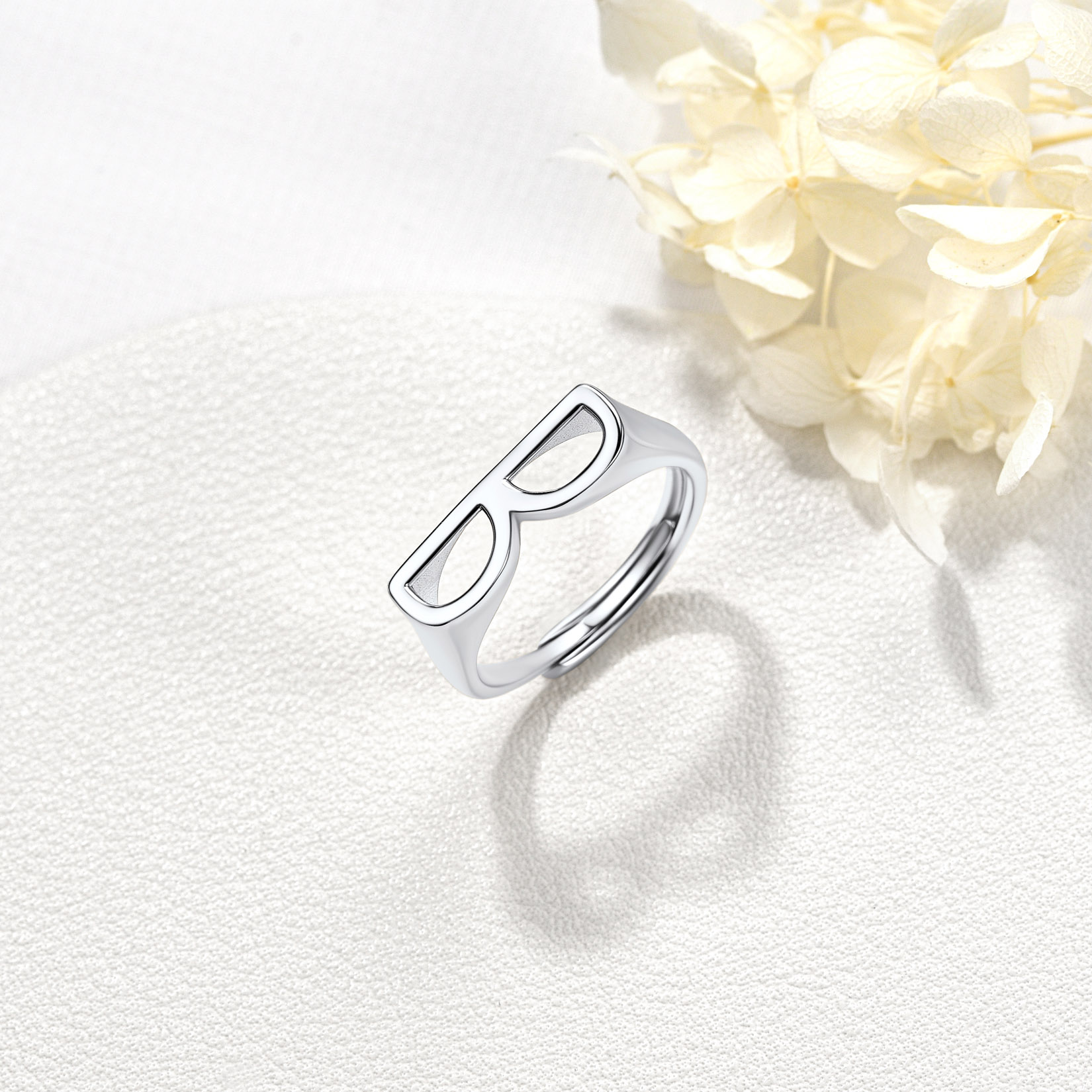 Sterling Silver Initial Stamped Alphabet A-Z Adjustable Ring SILVER