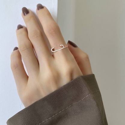 Sterling Silver Initial Stamped Alphabet A-Z Adjustable Ring MODEL