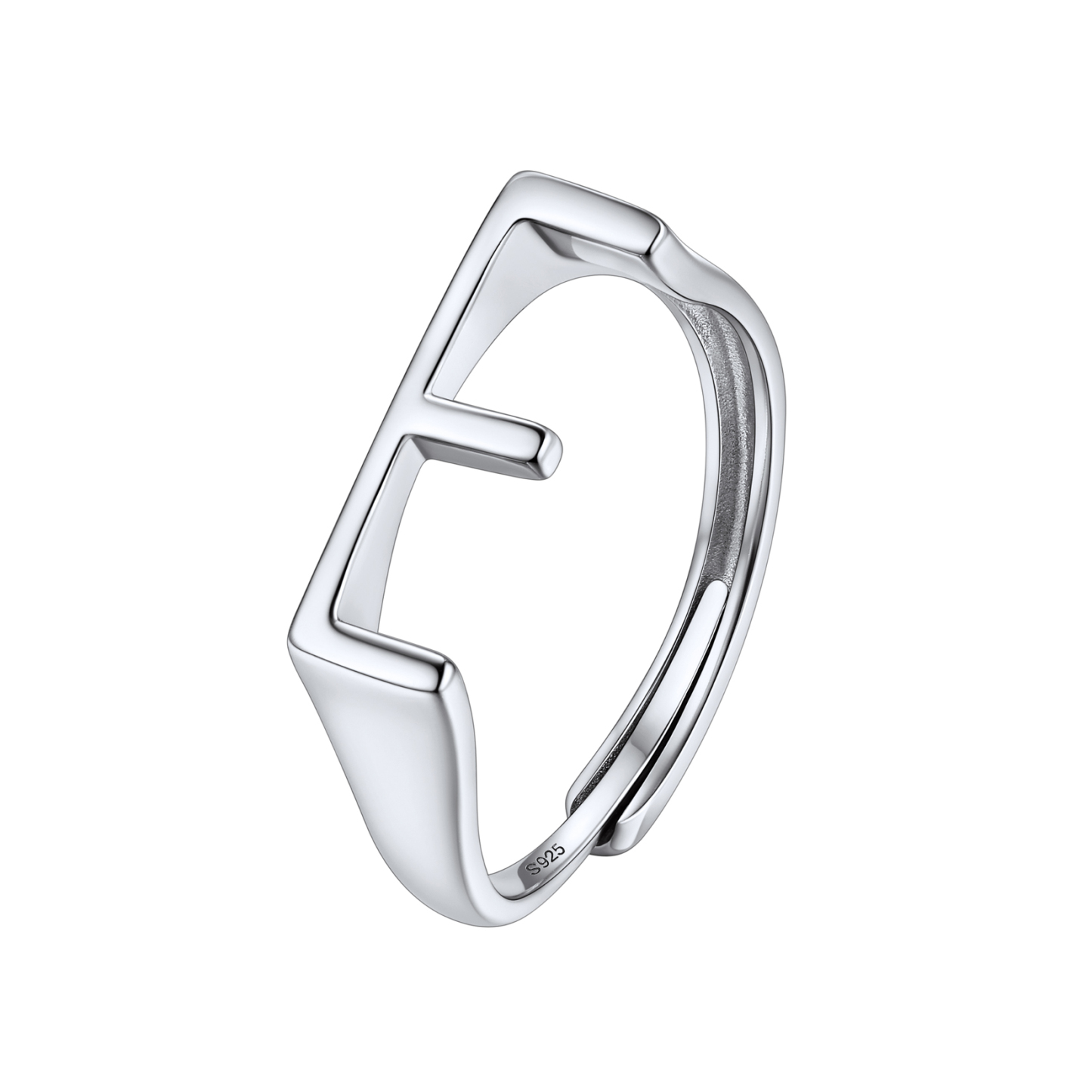 Sterling Silver Initial Stamped Alphabet A-Z Adjustable Ring