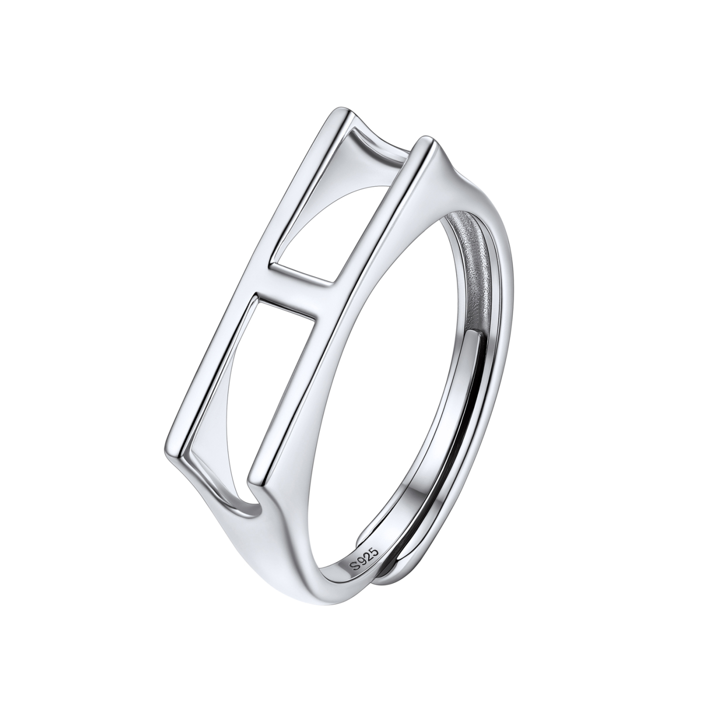 Sterling Silver Initial Stamped Alphabet A-Z Adjustable Ring