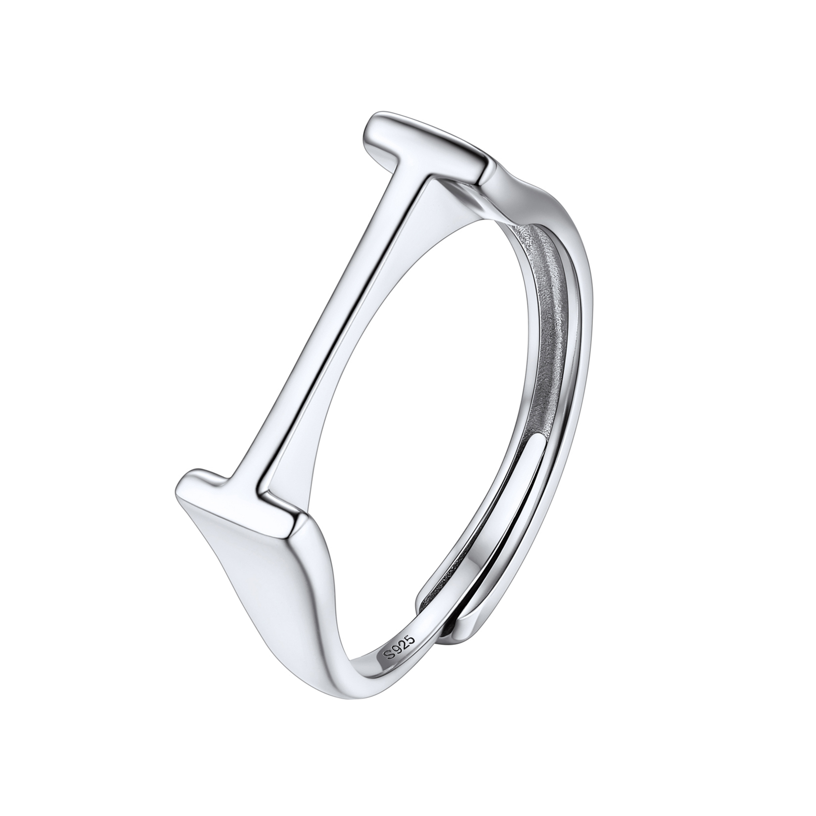 Sterling Silver Initial Stamped Alphabet A-Z Adjustable Ring