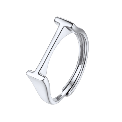 Sterling Silver Initial Stamped Alphabet A-Z Adjustable Ring