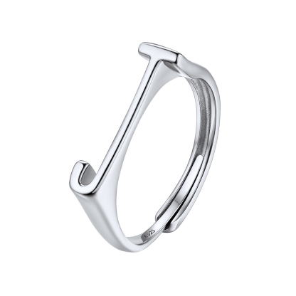 Sterling Silver Initial Stamped Alphabet A-Z Adjustable Ring