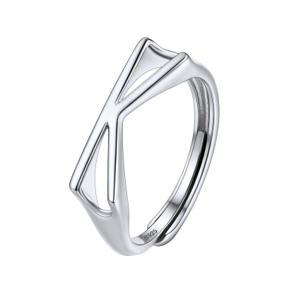Sterling Silver Initial Stamped Alphabet A-Z Adjustable Ring