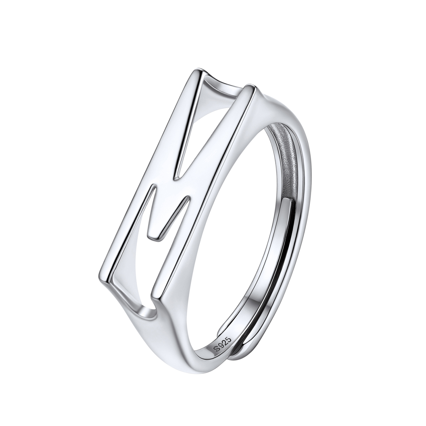 Sterling Silver Initial Stamped Alphabet A-Z Adjustable Ring