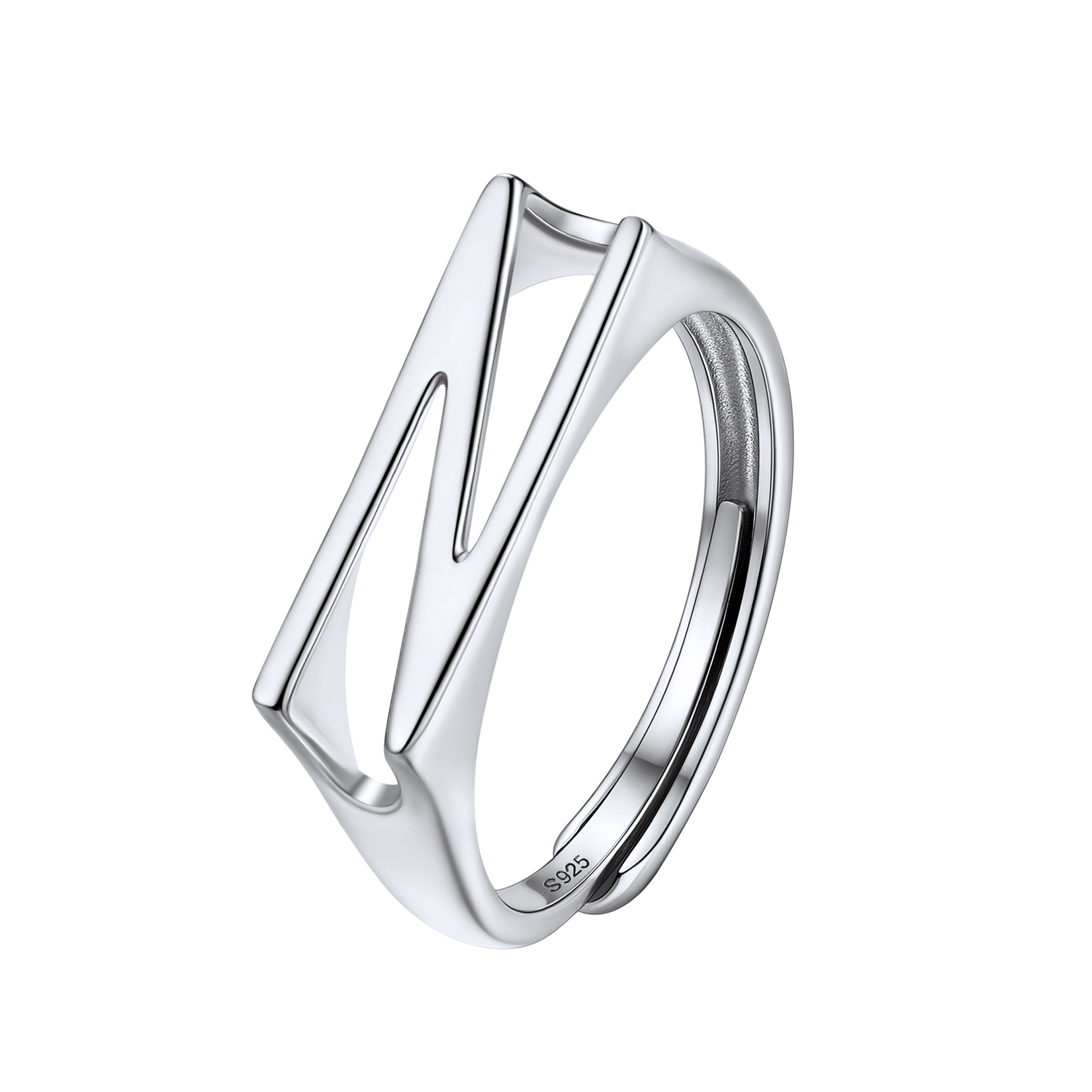 Sterling Silver Initial Stamped Alphabet A-Z Adjustable Ring