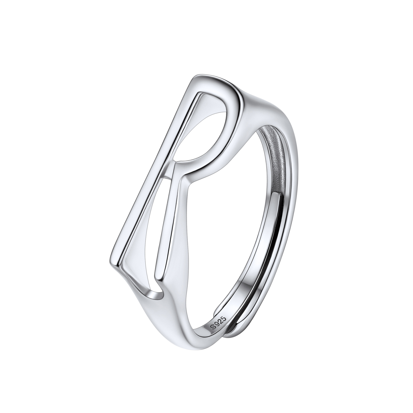 Sterling Silver Initial Stamped Alphabet A-Z Adjustable Ring