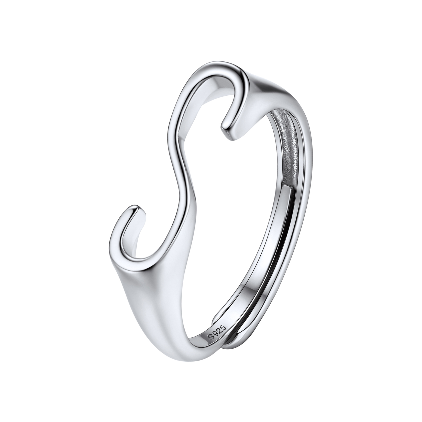 Sterling Silver Initial Stamped Alphabet A-Z Adjustable Ring
