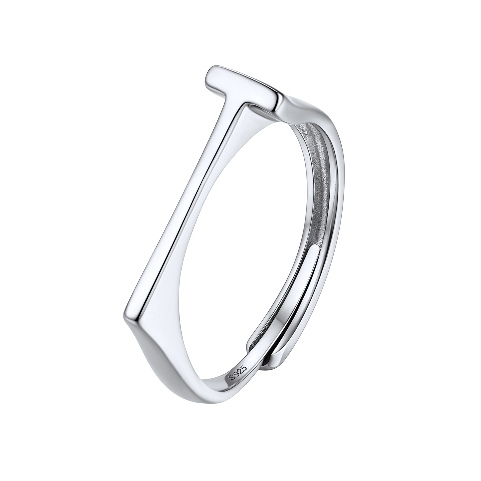 Sterling Silver Initial Stamped Alphabet A-Z Adjustable Ring