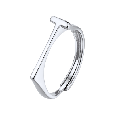 Sterling Silver Initial Stamped Alphabet A-Z Adjustable Ring