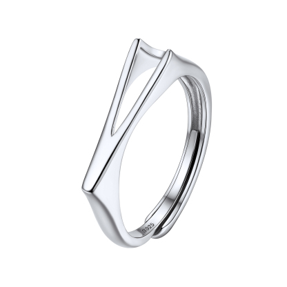 Sterling Silver Initial Stamped Alphabet A-Z Adjustable Ring
